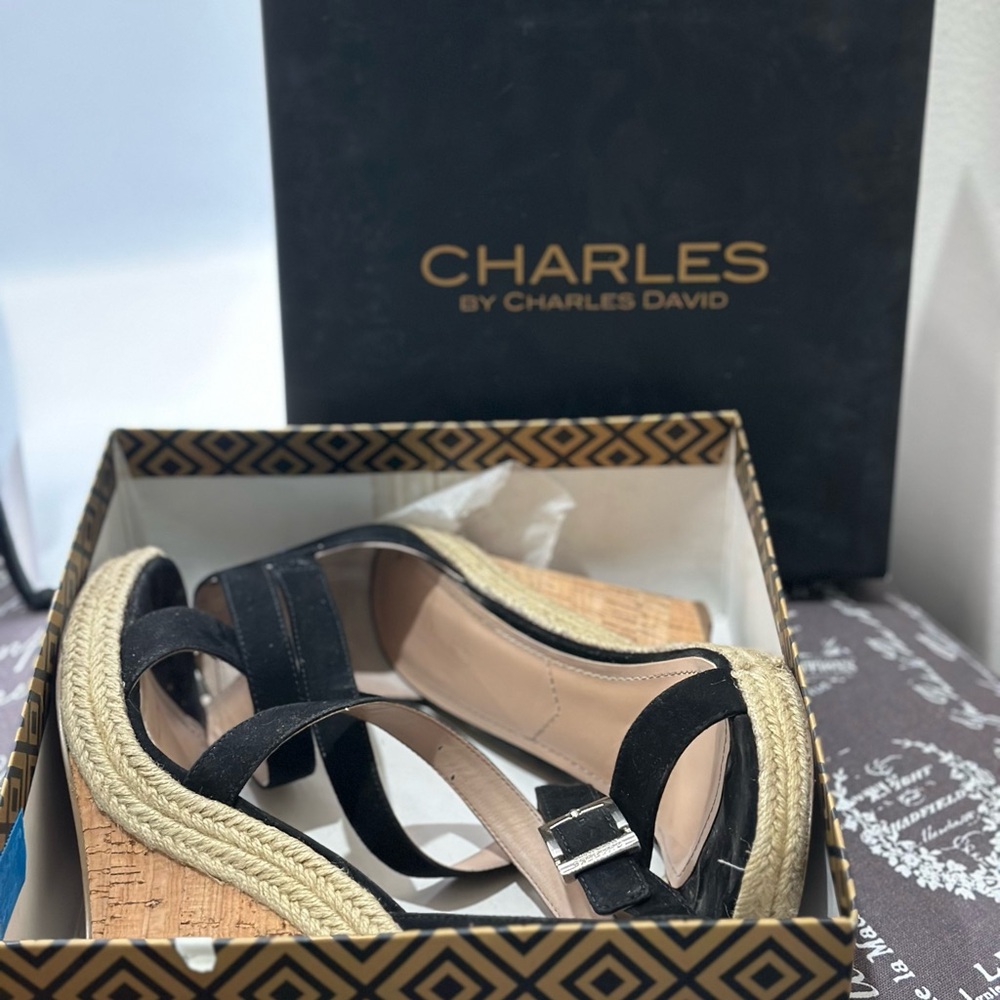 Charles By Charles David Black Strappy Wedges - Picture 10 of 10